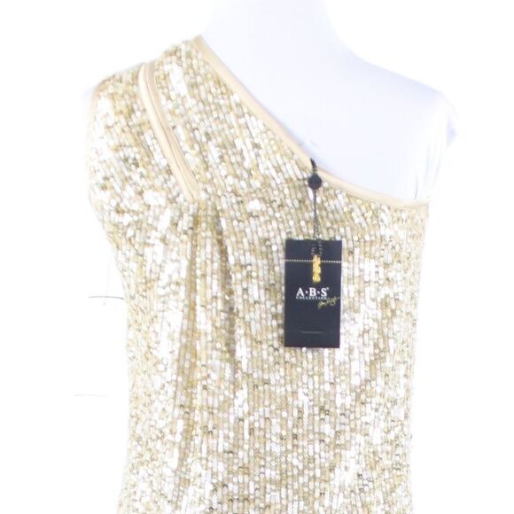 ABS Beige gold clear sequin dress 2 - Picture 8 of 8
